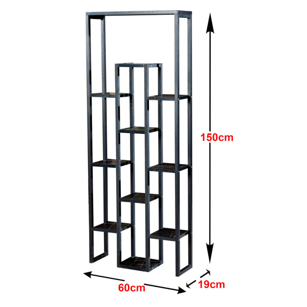 Blaavandshuk växthylla 150 x 60 x 19 cm svart / marmor-look [en.casa]