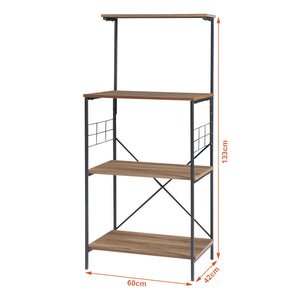 Stående hylla Billund med 4 hyllplan 133 x 60 x 42 cm svart/valnötsutseende [en.casa]