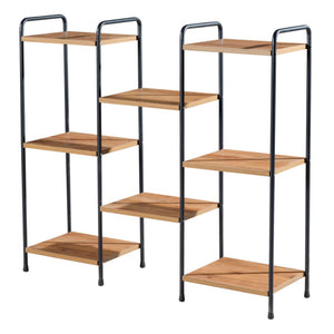 Fristående hylla Birkerød med 8 hyllplan 100 x 110 x 30 cm Svart / Valnöt-look [en.casa]