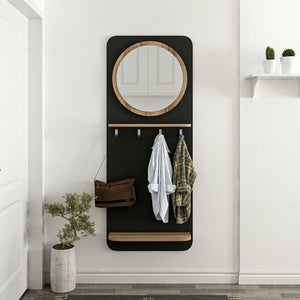 Garderobspanel Helsinge med spegel 150x60x15 cm svart [en.casa]