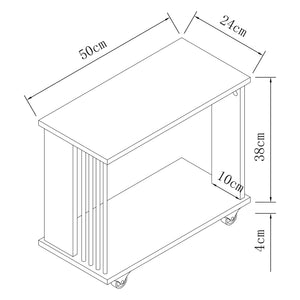 Haarby sidobord med 4 hjul 42x50x24 cm ekutseende [en.casa]