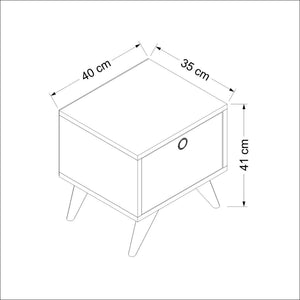 Nattduksbord Hinnerup med klaffdörr 41x40x35 cm Vit / Eklook / Svart [en.casa]