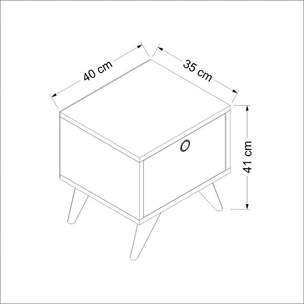 Nattduksbord Hinnerup med klaffdörr 41x40x35 cm Vit / Eklook / Svart [en.casa]