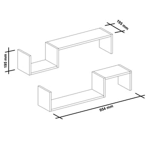 Vägghylla Gram set om 2 vit [en.casa]