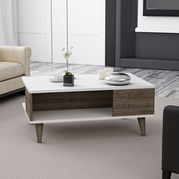 Grenaa soffbord med nedre hylla vit/valnötslook [en.casa]