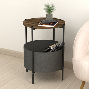Sidobord Hofors 60x43cm antracit/ek-look, antik [en.casa]