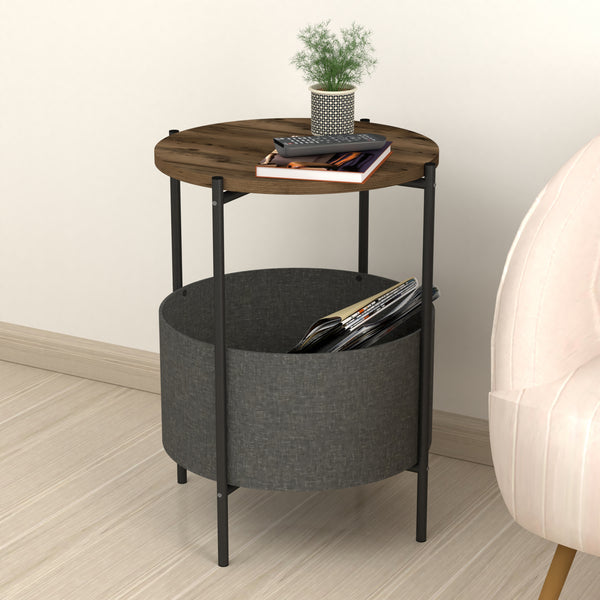 Sidobord Hofors 60x43cm antracit/ek-look, antik [en.casa]