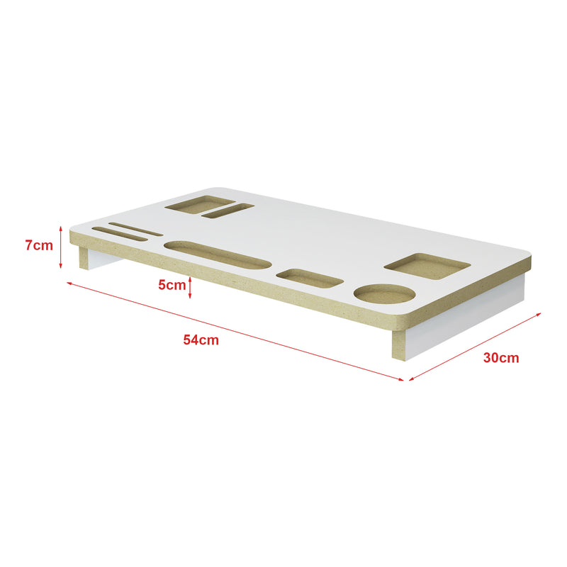 Måttskiss Monitorställ Tjele 54 x 30 x 7 cm Vit [en.casa]