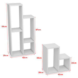 Fristående hylla Ringkøbing i 2-pack Vit [en.casa]