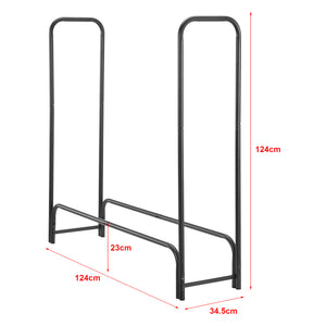 Vedställ Kwethluk vedförvaring 124x124x34,5 cm stål svart [casa.pro] 