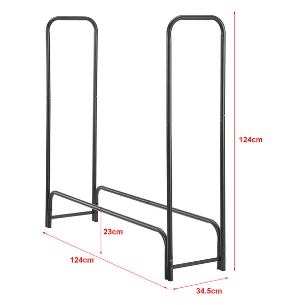 Vedställ Kwethluk vedförvaring 124x124x34,5 cm stål svart [casa.pro] 