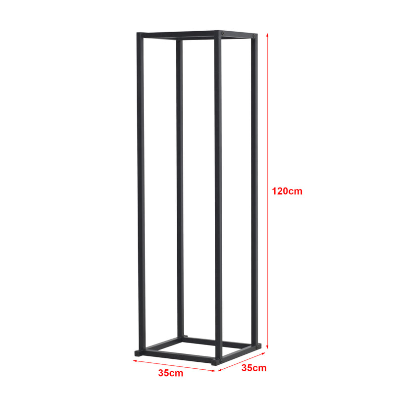 Måttskiss Vedförvaringshylla Tibro Stål 35x35x120 cm Svart [en.casa]