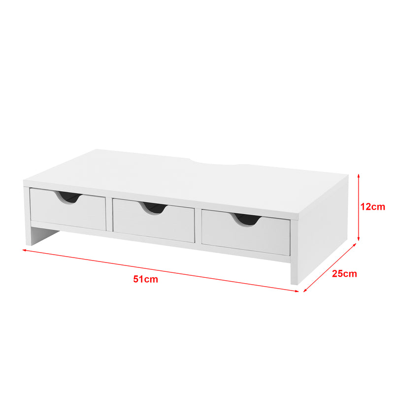 Måttskiss Monitorställ Ruovesi 12x51x25cm Vit [en.casa]