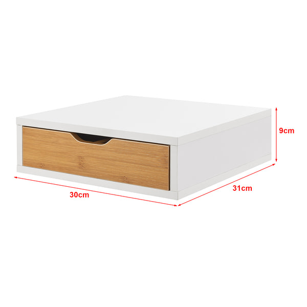 Lådbox Vieremä 9x30x31cm vit/bambu-look [en.casa]