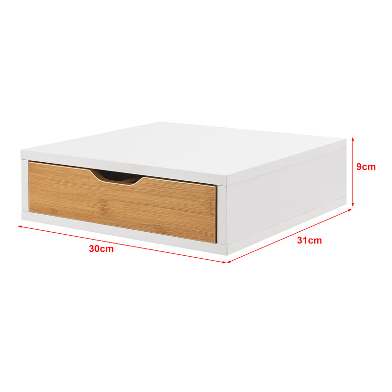 Måttskiss Lådbox Vieremä 9x30x31cm vit/bambu-look [en.casa]