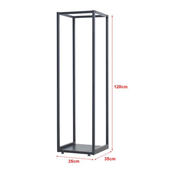 Vedträshylla Tornved Stål 35x35x120 cm Svart [en.casa]