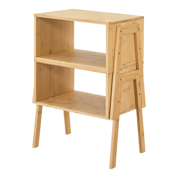 Sängbord Vinderup set om 2 stapelbar bambu 42x43,5x29 cm [en.casa]