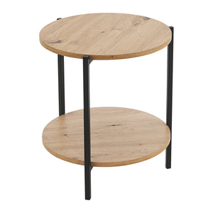Sidobord Kuopio 50xØ40cm svart/trälook [en.casa]
