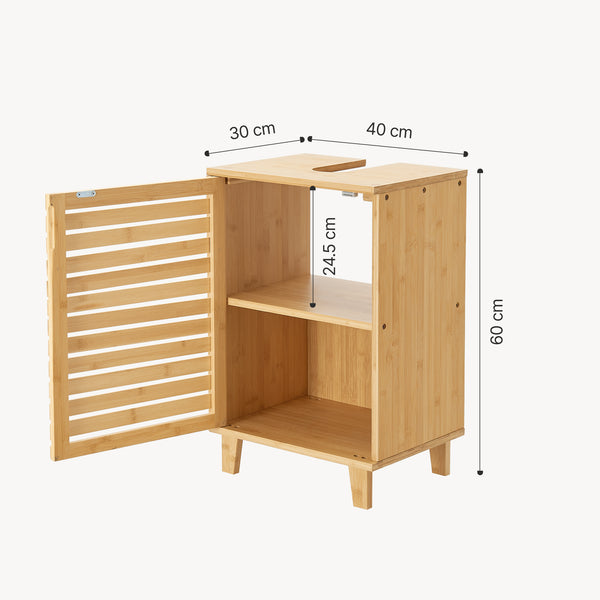 Tvättställsskåp Iveland 60x40x30cm Bambus [en.casa]