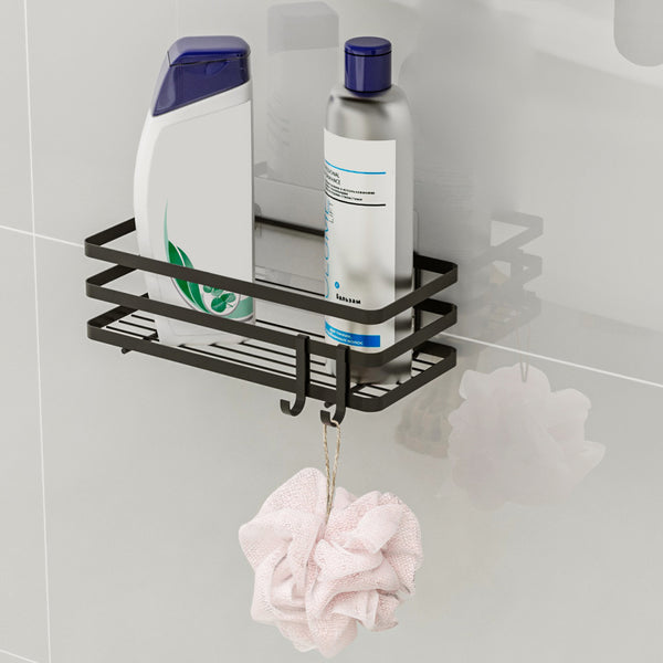 Duschhylla utan borrning Pertunmaa 2-pack 25x12x7,5cm Svart [en.casa]