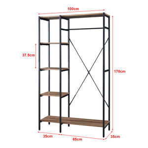 Klädhängare Hvidovre 170x100x35 cm svart/trä färger [en.casa]