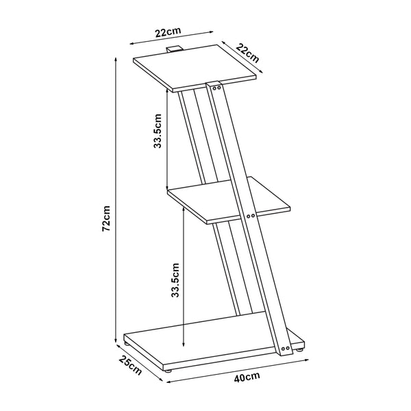 Stående hylla Rollag 72x40x25cm metall svart [en.casa]