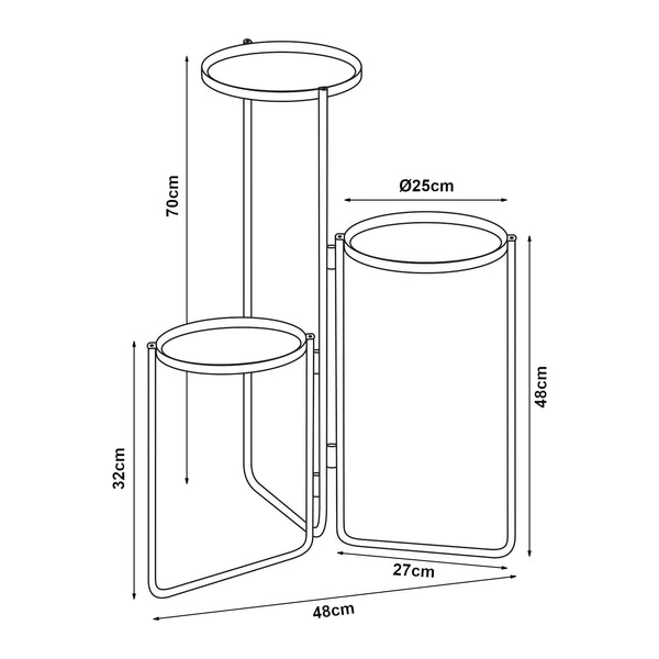Ostre växtställ med 3 metallhyllor [en.casa]