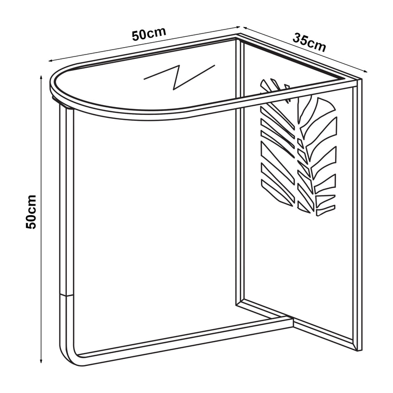 Måttskiss Soffbord Ulvik 50x50x35 cm glas metall [en.casa]