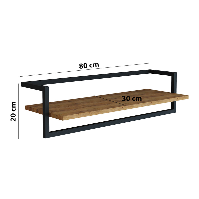 Måttskiss Väggklädhängare Evje 80x30x20cm träfärger/svart [en.casa]