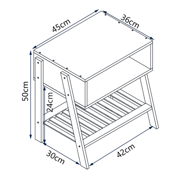 Sängbord Håbo 50x45x36 cm bambu [en.casa]