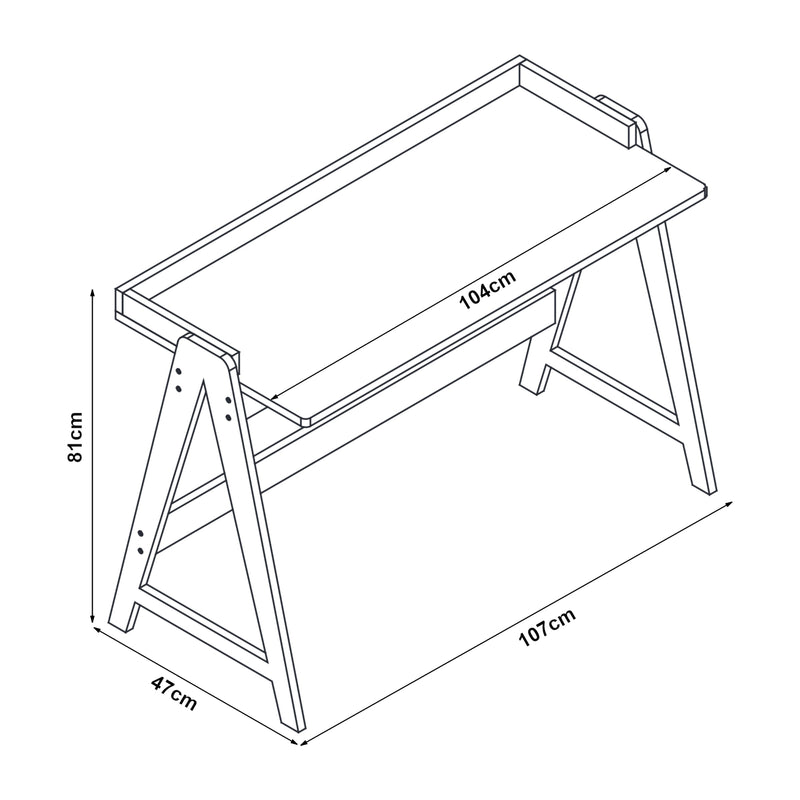 Måttskiss Skrivbord Härryda 107x47x81 cm bambu [en.casa]