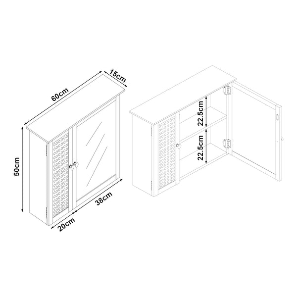 Karlsøy spegelskåp 50x60x15cm vit [en.casa]