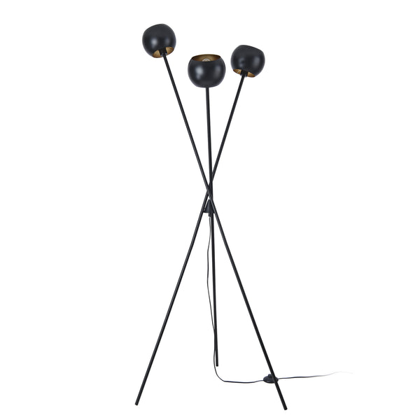 Golvlampa Nykvarn 3-ljus metall svart [lux.pro]