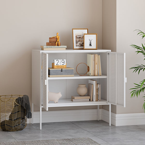 Sideboard Castelli 82,5 x 80 x 40 cm Vit Stål [en.casa]