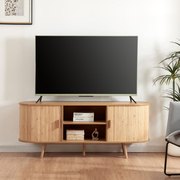 Tv-bänk Nordkapp 140x40x56 cm bambu [en.casa] 