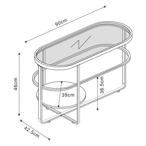 Soffbord Kumla 90x42,5x46 cm glas metall [en.casa] 