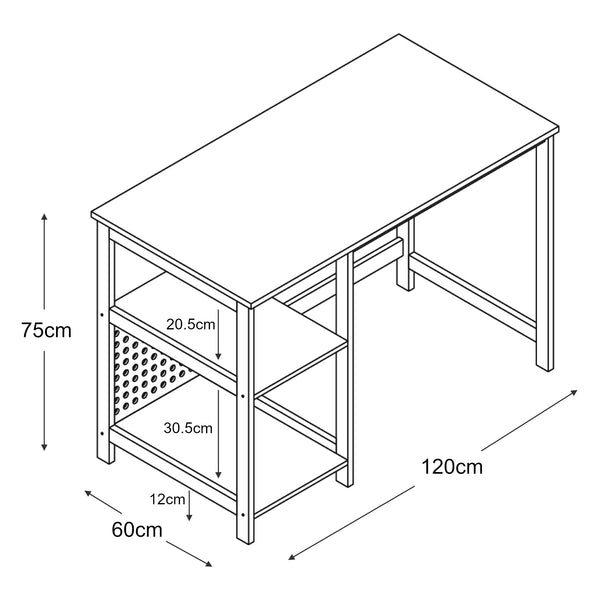 Skrivbord Dønna 120x60x75cm Svart/Träfärgat [en.casa]