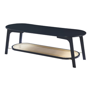 Soffbord Taivalkoski 120x43x40 cm Svart/Rattanutseende [en.casa]