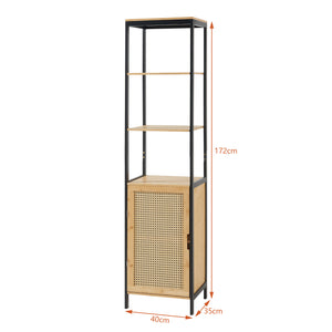 Högskåp Tervola 172x40x35cm Bambus Svart [en.casa]