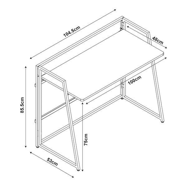 Fällbart skrivbord Ringerike 104,5x53x85,5cm svart/valnöt [en.casa]