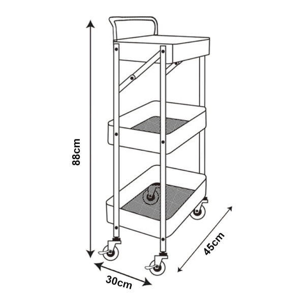 Vagn Vörå med 3 nivåer 88x45x30cm svart [en.casa]