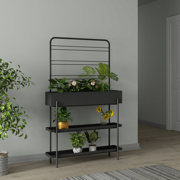Utomhus växtställ Aalsmeer metall 154x96x24 cm svart [casa.pro]