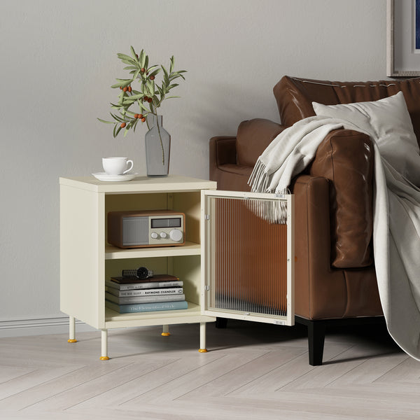 Sidobord Lindau 56x40x40 cm stål creme [en.casa] 
