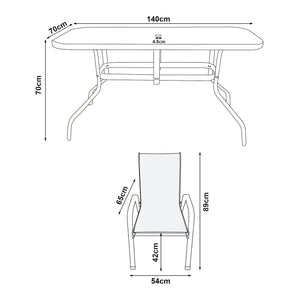 Matgrupp Aradeo bord och 6 stolar stål härdat glas svart [casa.pro] 