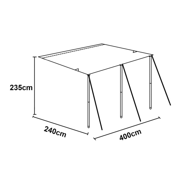 Husvagnsmarkis Beuningen 400x240x235 cm Grå [pro.tec]