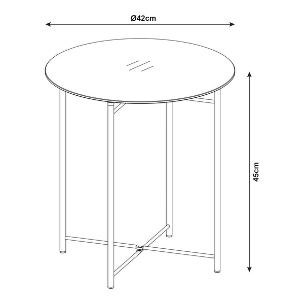 Sidobord Ödeshög med glasskiva 45xØ42cm Svart [en.casa]