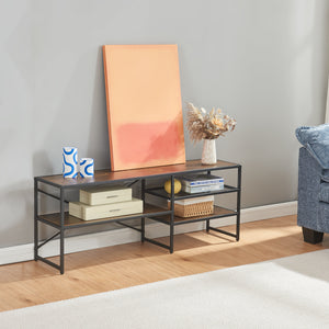 TV-bord Västiarharg 120x30x46 cm Svart/Walnut-look [en.casa]