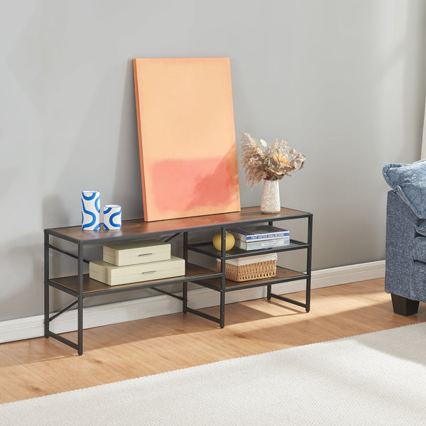 TV-bord Västiarharg 120x30x46 cm Svart/Walnut-look [en.casa]