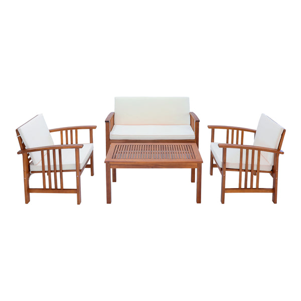 Trädgårdsset Brissogne akacia beige [en.casa]