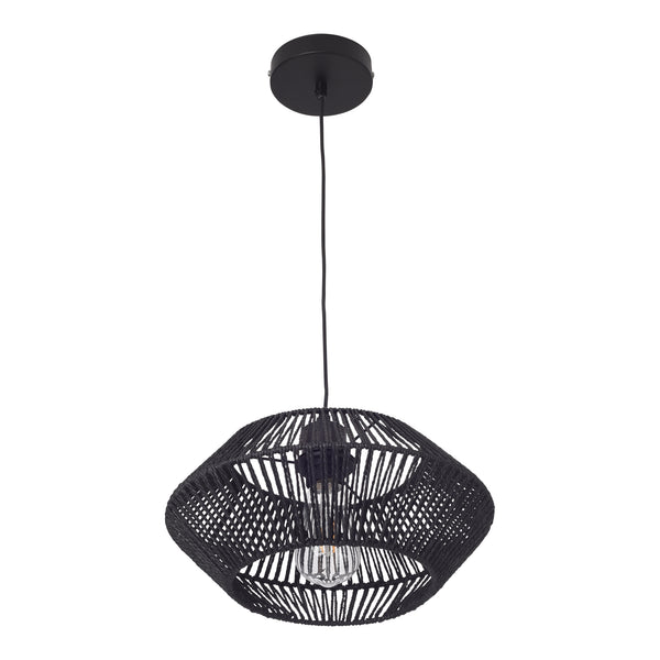 Taklampa Amersham Metall+Rattan Svart [lux.pro]